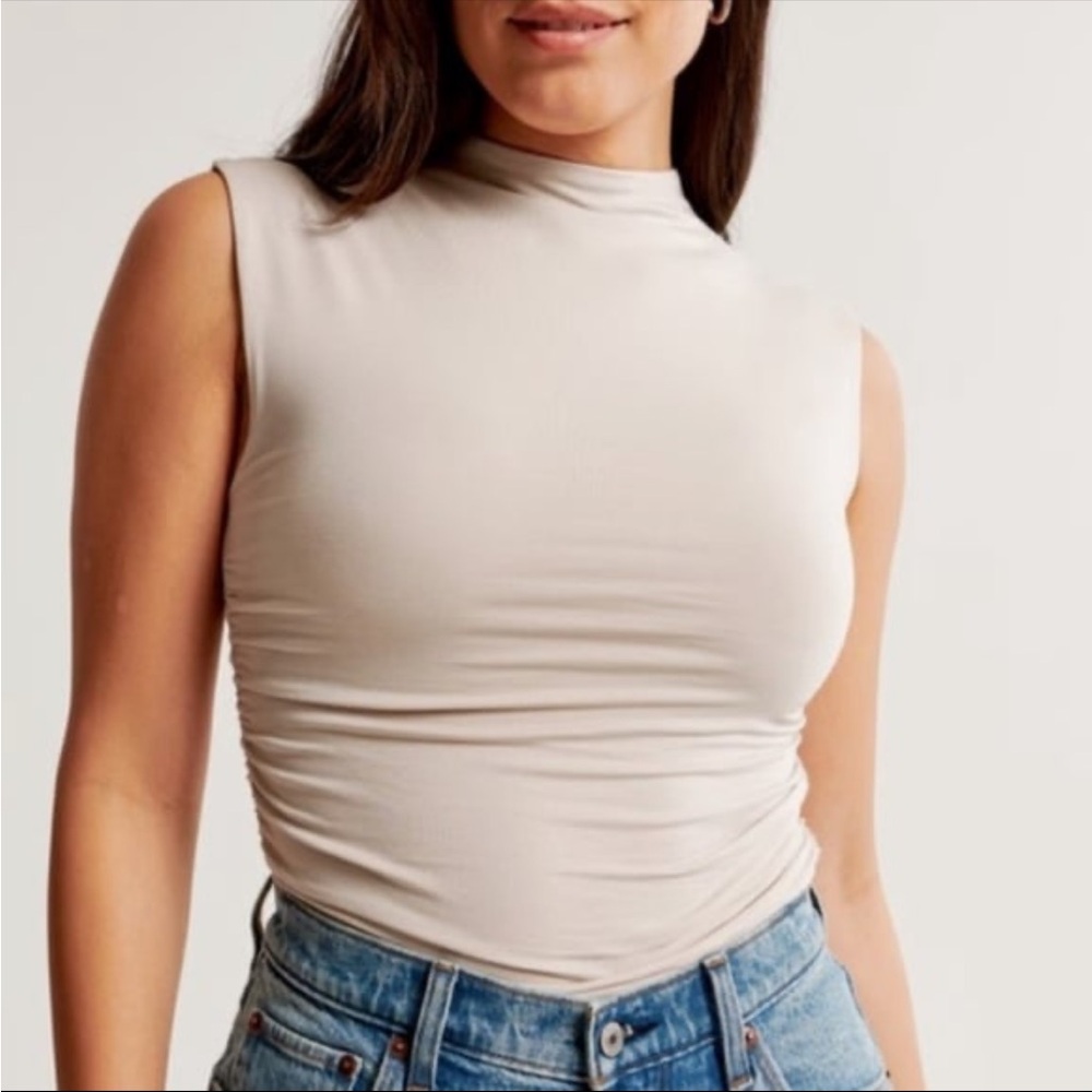 Abercrombie & Fitch Cream Sleeveless Bodysuit